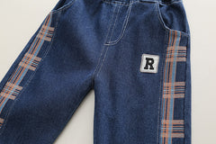 RM231223-39 طقم جينز 3 قطع ( جكيت + بلوز قطنية+ بنطلون)