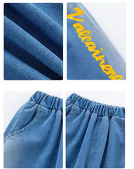 FU14042024-73 طقم ولادي صيفي قطعتين ( بلوزة + بنطلون جينز)