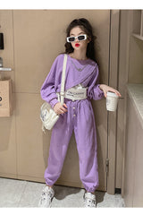 AO0508-137 طقم سبورت بناتي قطني 3 قطع بتصميم عصري مميز وخامة ممتازة