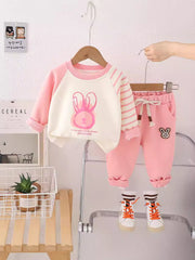 SSN040924-43 طقم ولادي قطن دافي خريفي ربيعي قطعتين (بلوزة + بنطلون )