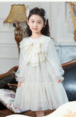 RM1231-03 فستان بناتي مزين بالبرق والشيفون مع ببيونة ستان