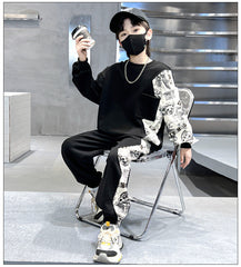 WZH301124-52 بدلة سبورت ولادي قطن قطعتين ( بلوزة + بنطلون)