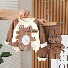 SSX220824-133 طقم شتوي تقيل مبطن فرو بالكامل قطعتين ( بلوزة + بنطلون)