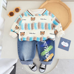 RM0608-20 طقم ولادي قطعتين ( بلوزة قطنية + بنطلون جينز )