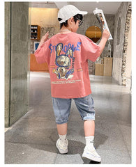 FU14042024-53 طقم ولادي قطعتين ( بلوزة + بنطلون)