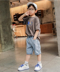 FU14042024-34 طقم ولادي قطعتين ( بلوزة + بنطلون جينز )