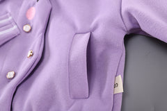 SSN040924-68 طقم بناتي قطن خريفي ربيعي دافي قطعتين ( جكيت + بنطلون)