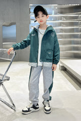 WZ261124-12 بدلة ولادي قطن مع ستان قطعتين ( جكيت + بنطلون ) ربيعي صيفي خريفي