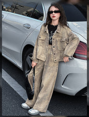 WZH191124-15 طقم جينز قطعتين ( جكيت + بنطلون)