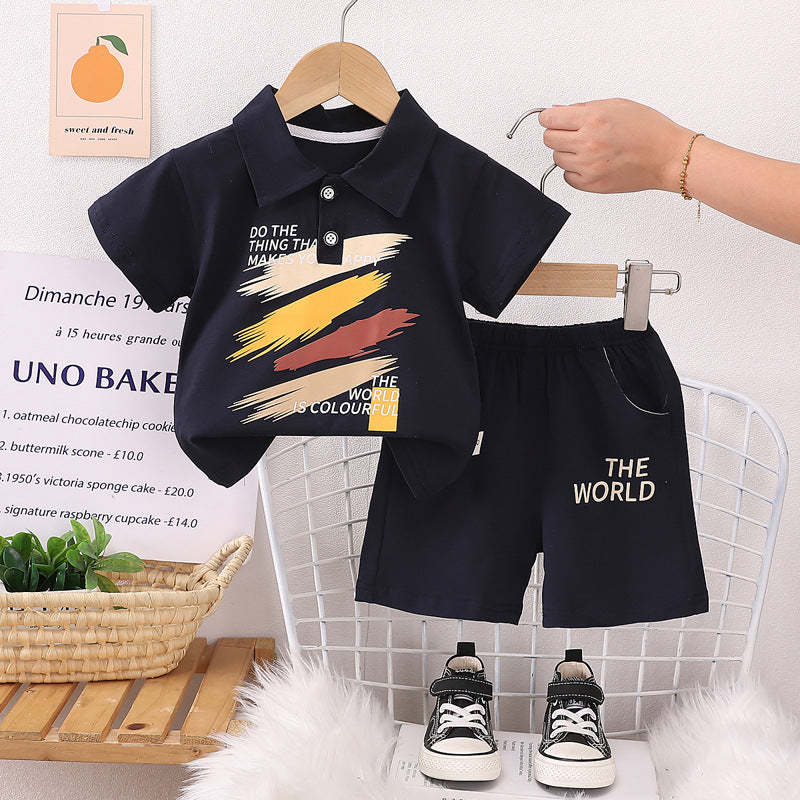 SSX220824-11 طقم قطن صيفي قطعتين ( بلوزة + شورت )