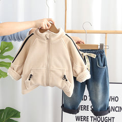 SSN040924-14 طقم شتوي تقيل مبطن بالكامل ( جكيت + بنطلون جينز مبطن )