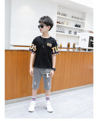 FU14042024-47 طقم ولادي قطعتين ( بلوزة + شورت طويل)