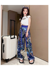 FU14042024-18 طقم بناتي صيفي قطعتين ( بلوزة + بنطلون)