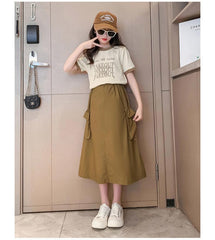 RM150424-24 طقم بناتي صيفي قطعتين ( بلوزة + تنورة )