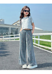 RM150424-36 طقم بناتي صيفي قطعتين ( بلوزة + بنطلون)