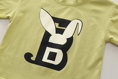 SSX220824-1 طقم ولادي قطعتين نخب اول ( بلوزة قطنية + شورت جينز )