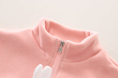 SSX220824-34 طقم بناتي أرنوب شتوي تقيل مبطن فرو بالكامل قطعتين ( بلوزة + بنطلون)