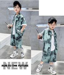 WZH301124-55 طقم ولادي صيفي قطعتين ( قميص + بنطلون)