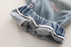 SSN040924-40 طقم بناتي جينز قطعتين ربيعي خريفي ( بلوزة + بنطلون جينز )