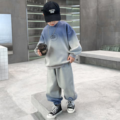 WZH301124-47 ترينج قطعتين قطن اصلي ربيعي خريفي (بلوزة + بنطلون)