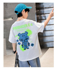 FU14042024-52 طقم ولادي صيفي قطعتين ( بلوزة + بنطلون)