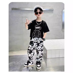 FU14042024-58 طقم صيف بارد قطعتين ( بلوزة + بنطلون)