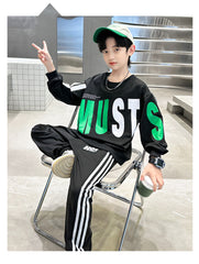 WZS040924-6 طقم ولادي قطني خريفي ربيعي قطعتين ( بلوزة + بنطلون)