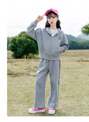 RM090424-7 طقم رياضي قطني بناتي قطعتين ( جكيت + بنطلون)