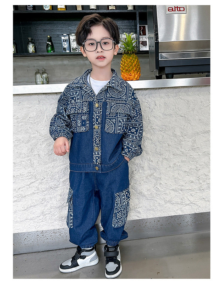 RM1227-20 طقم جينز ناعم و فاخر بجي قطعتين ( جكيت + بنطلون)