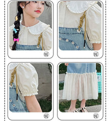 RM150424-34 فستان جينز بناتي مع قميص