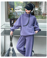 WZH191124-19 بدلة قطن تقيل شتوي ومبطنة من الداخل بالكامل فرو قطعتين ( بلوزة + بنطلون)