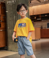 FU14042024-34 طقم ولادي قطعتين ( بلوزة + بنطلون جينز )