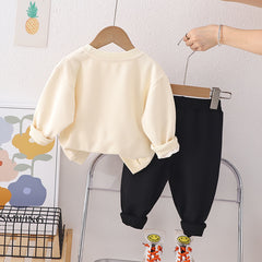 SSN040924-29 طقم بناتي قطن دافي خريفي ربيعي قطعتين ( بلوزة + بنطلون)