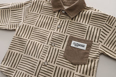 SSX220824-163 طقم ولادي 3 قطع ( بلوزة + جكيت + بنطلون)