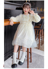 RM1231-05 فستان بناتي ناعم مزين باللولو لأعياد الميلاد والحفلات