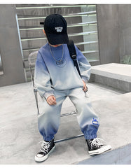 WZH301124-47 ترينج قطعتين قطن اصلي ربيعي خريفي (بلوزة + بنطلون)