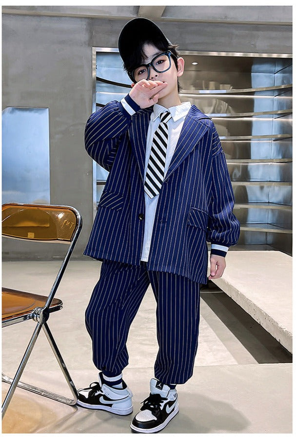 RM1227-27 بدلة ولادي 4 قطع ( جكيت + قميص + بنطلون + جرافة)