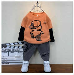 RM1227-44 طقم ولادي قطعتين ( بلوزة قطنية + بنطلون جينز )