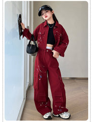 WZH191124-42 طقم جينز قطعتين ( جكيت + بنطلون)