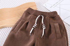 SSX220824-37 طقم ولادي شتوي مبطن فرو ( جكيت + بنطلون + لفحة)