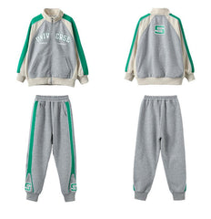 HBC040924-14 طقم بناتي قطن تقيل خريفي ربيعي قطعتين ( جكيت + بنطلون)