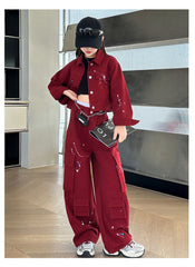 WZH191124-42 طقم جينز قطعتين ( جكيت + بنطلون)