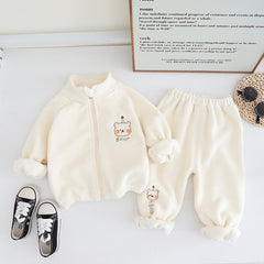 SSX220824-15 بجامة شتوي ولادي بناتي خامة ممتازة غسيل ولبس قطعتين ( جكيت + بنطلون)