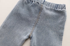 SSN040924-25 طقم بناتي قطن تقيل خريفي ربيعي قطعتين ( بلوزة + بنطلون)