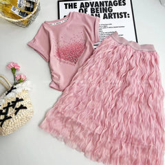 RM150424-37 طقم بناتي صيفي ( بلوزة + تنورة)