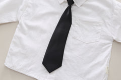 SSN040924-19 طقم ولادي 4 قطع ( جكيت مصوف + قميص ابيض + جرافة + بنطلون)