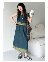 RM150424-29 طقم بناتي جينز صيفي قطعتين ( بلوزة + تنورة )