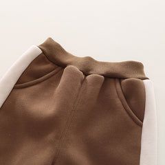 SSX220824-53 طقم ولادي شتوي تقيل مبطن فرو بالكامل قطعتين ( بلوزة + بنطلون)