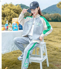 HBC040924-14 طقم بناتي قطن تقيل خريفي ربيعي قطعتين ( جكيت + بنطلون)