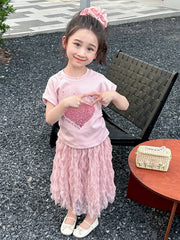 RM150424-37 طقم بناتي صيفي ( بلوزة + تنورة)